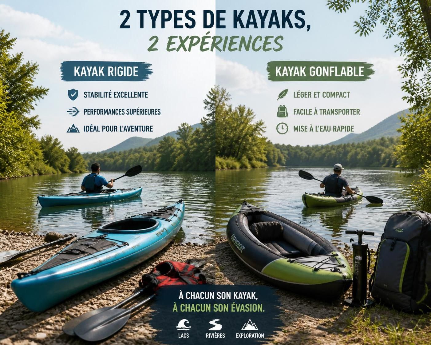 découvrez comment choisir entre un canoë-kayak rigide et gonflable en fonction de votre usage, pour des aventures nautiques adaptées à vos besoins.