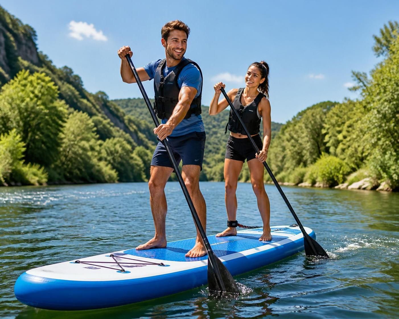 découvrez notre sélection de paddles gonflables pour 2 personnes, robustes et stables, parfaits pour pagayer en duo et profiter des aventures aquatiques à deux.