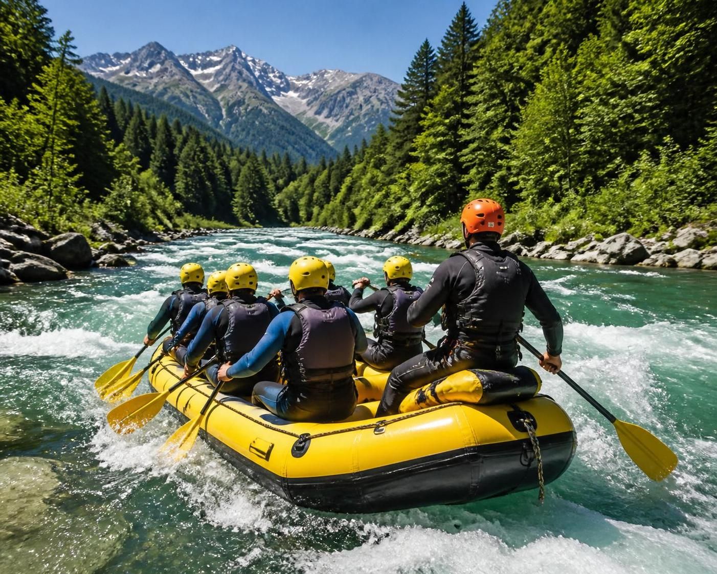 découvrez le rafting à pau et vivez une aventure unique en descendant le gave aux portes de la ville. sensations fortes et paysages magnifiques au rendez-vous pour tous les amateurs de sports d'eau vive.
