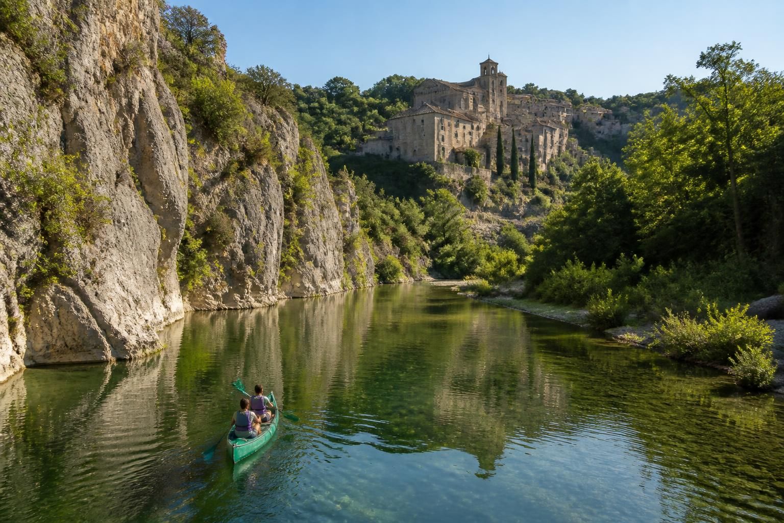 découvrez les joies du canoë à saint-guilhem-le-désert en descendant la rivière hérault au pied du village, une aventure naturelle et authentique au cœur d'un cadre unique.