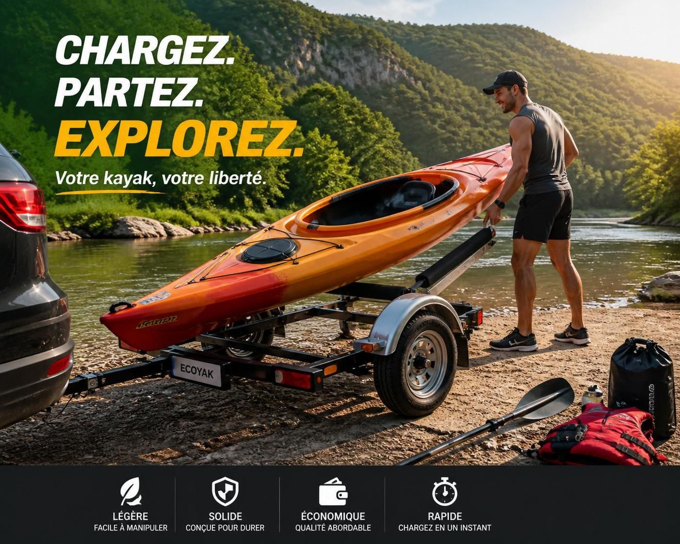 découvrez notre remorque pour kayak, la solution économique et pratique pour transporter facilement vos bateaux en toute sécurité.
