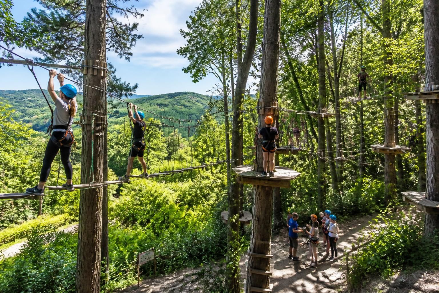 découvrez l'accrobranche à yzeron, un parc aventure en pleine nature au cœur des monts du lyonnais, idéal pour toutes les aventures en famille ou entre amis.